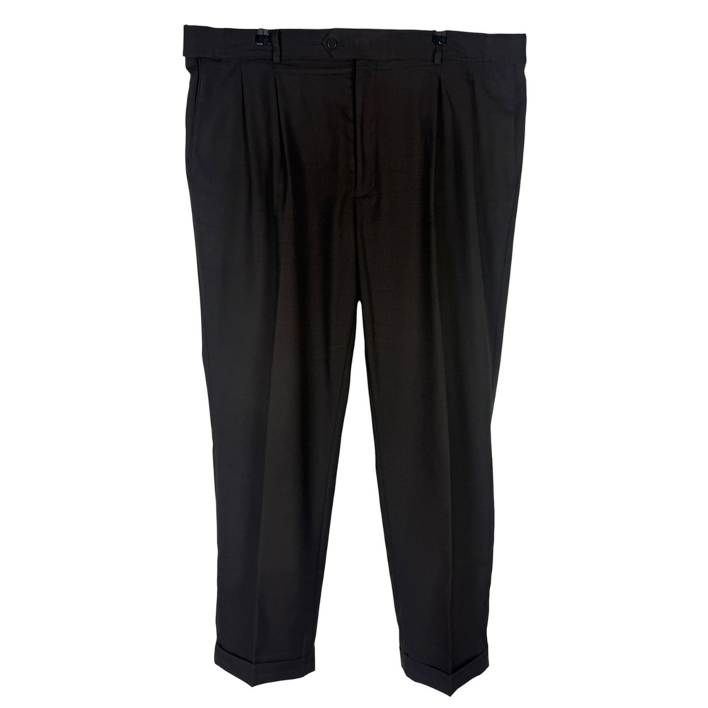 Stafford Tailored Men's 42x32 Culture Travel Dress Pants Pleated Cuffed Brown